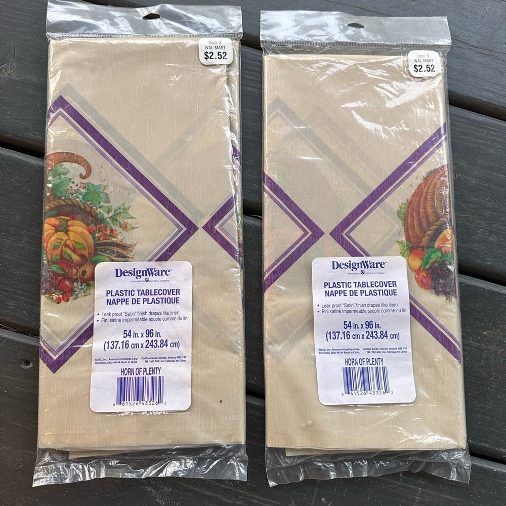 Designware Tan Table Linens- Horn of Plenty design -a set, 2 total